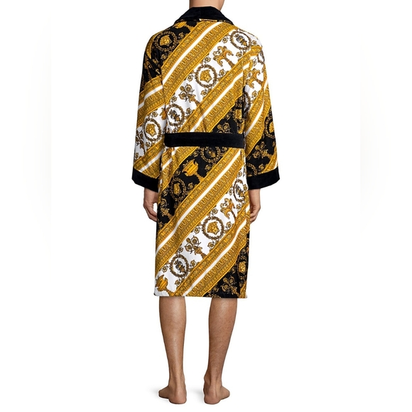 SOLD New Versace I Heart Baroque cotten terry Bathrobe in gold size large RARE - Picture 6 of 13